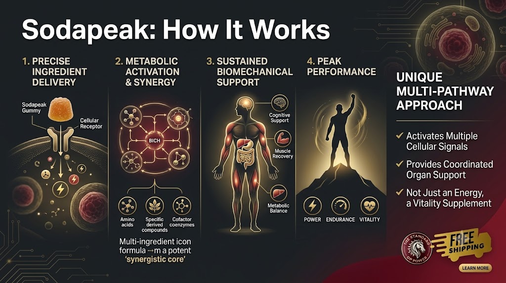 How SodaPeak works: ingredient delivery, metabolic activation, biomechanical support and peak performance